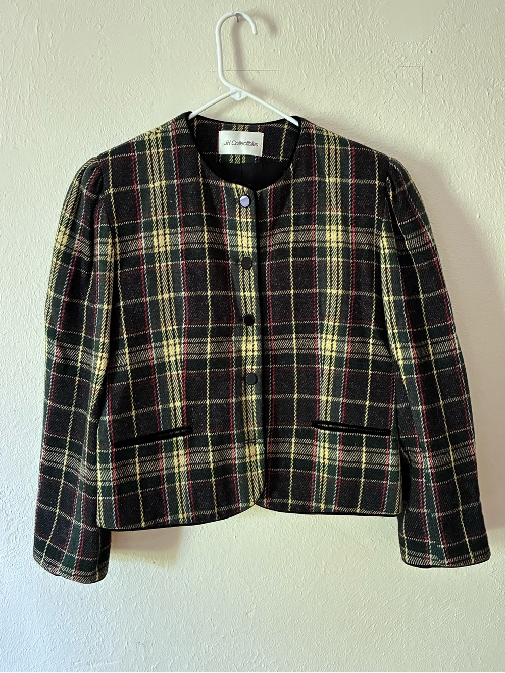 Vintage JS Collections Women's Plaid Wool Blazer Jacket